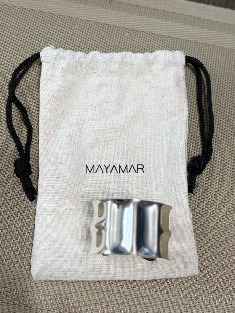 MAYAMAR Silver Wavy Metal Cuff Bracelet